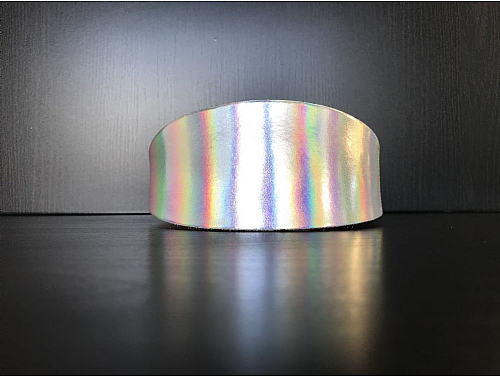 Silver Holographic - Greyhound Leather Collar - Size L